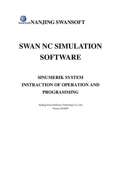 Swan SWAN NC Simulation Software User Manual - cover page