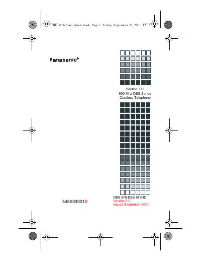 Panasonic Section 775 900 Mhz DBS Series Cordless Telephone User Guide - cover page