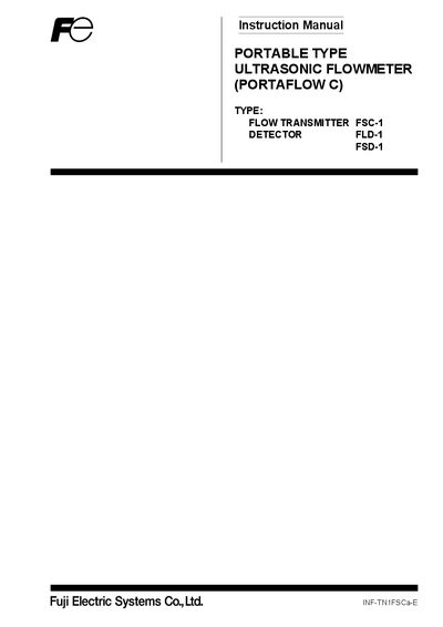 Fuji Electric FSC-1/FLD-1/FSD-1 Ultrasonic Flowmeter User Manual - cover page