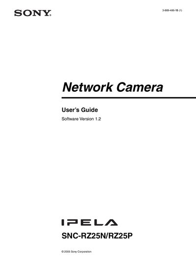 Sony SNC-RZ25N/RZ25P Network Camera User's Guide