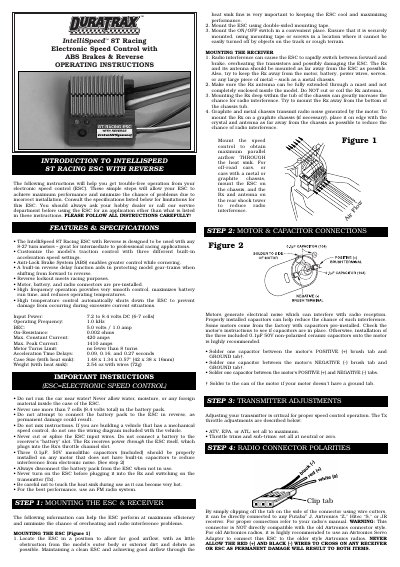 Duratrax IntelliSpeed 8T Racing ESC Operating Instructions - cover page