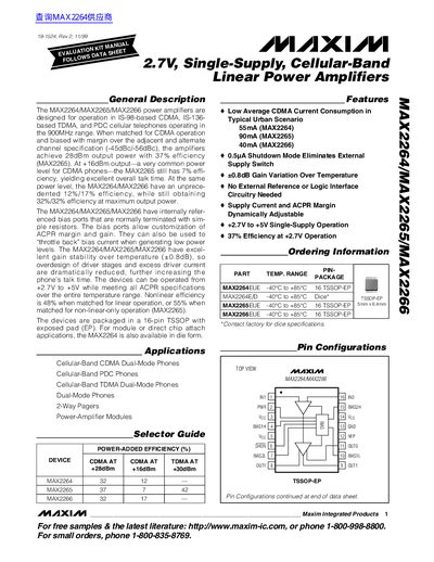 Maxim MAX2264/MAX2265/MAX2266 Datasheet - cover page