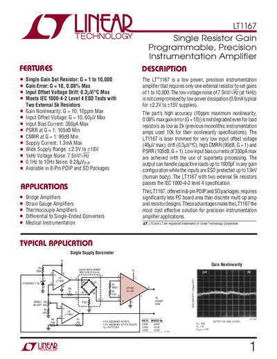 Linear Technology LT1167 Datasheet