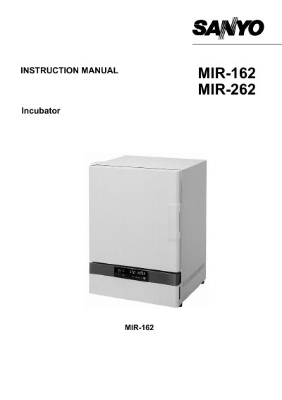 Sanyo MIR-162 Incubator Instruction Manual - cover page