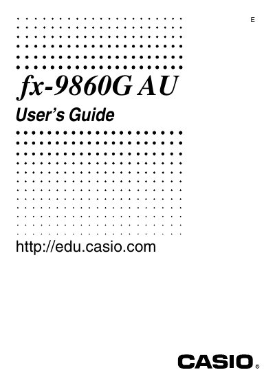 Casio fx-9860G Series Physium Application User's Guide - cover page