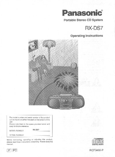 Panasonic RX-DS7 Portable Stereo CD System Operating Instructions - cover page