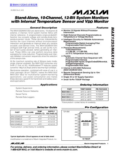 Maxim MAX1253/MAX1254 Datasheet - cover page