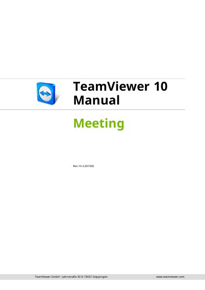 TeamViewer 10 Meeting User Manual - cover page