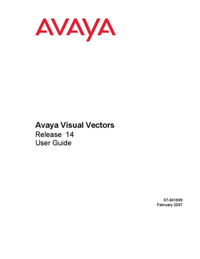 Avaya Visual Vectors R14 User Manual - cover page