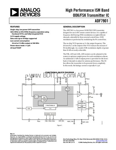 Analog Devices ADF7901 Datasheet - cover page