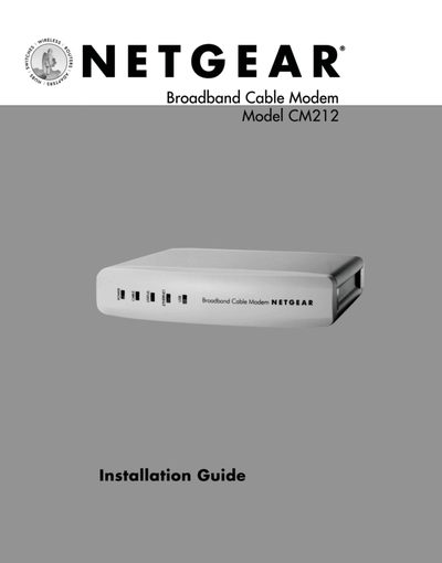 NETGEAR CM212 Cable Modem Installation Guide - cover page
