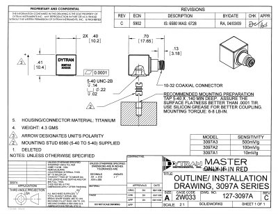 Dytran 3097A Series Accelerometer Product Specification - cover page