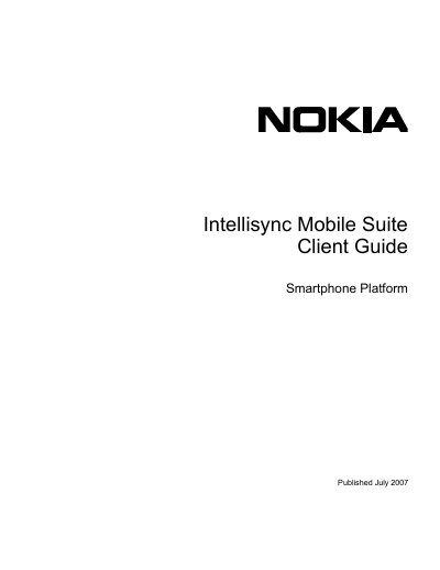 Nokia Intellisync Mobile Suite Client Guide - cover page