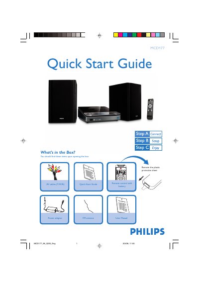 Philips MCD177 DVD Player Quick Start Guide - cover page