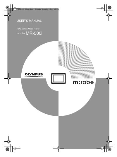 Olympus m:robe MR-500i HDD Music Player User's Manual