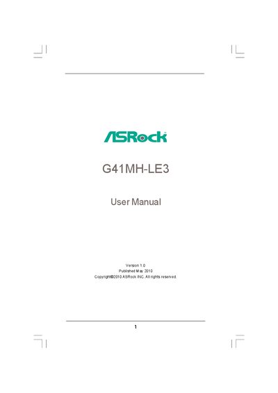 ASRock G41MH-LE3 Motherboard User Manual