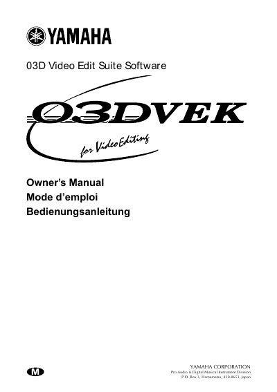 YAMAHA O3DVEK Manual - cover page