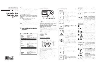 Hanna Instruments HI96762 Free Chlorine Meter Instruction Manual - cover page