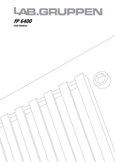 Lab.gruppen fP 6400 Power Amplifier User Manual - cover page