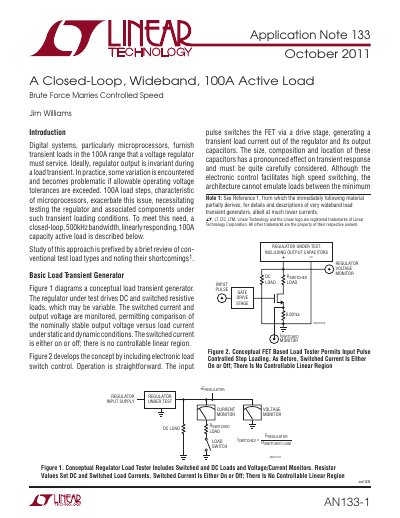 Linear Technology AN133-1 Closed-Loop Wideband 100A Active Load Application Note - cover page