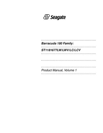 ST1181677LW/LWV/LC/LCV Barracuda 180 Product Manual Manual - cover page