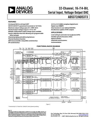 Analog Devices AD5372/AD5373 DAC Datasheet - cover page