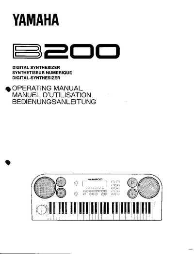 Yamaha B200 Digital Synthesizer Operating Manual