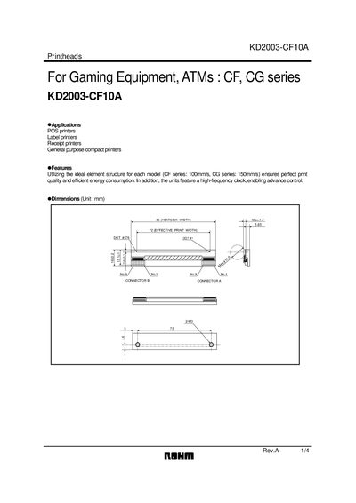 ROHM KD2003-CF10A Printhead Datasheet - cover page