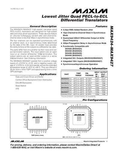 Maxim MAX9424-MAX9427 Datasheet - cover page