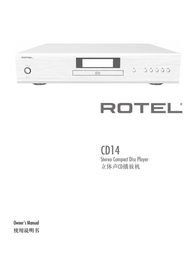 Rotel CD14 Stereo CD Player Owner's Manual - cover page
