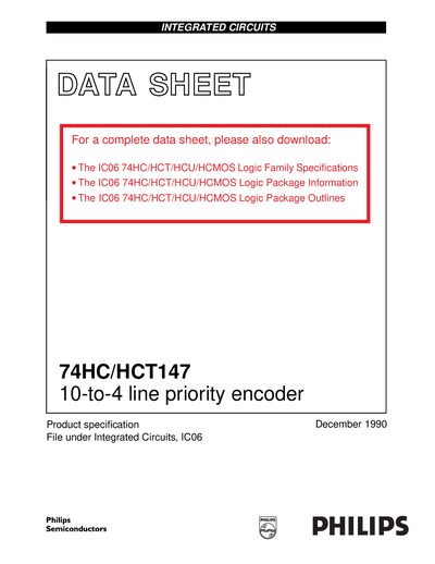 Philips Semiconductors 74HC/HCT147 Datasheet - cover page