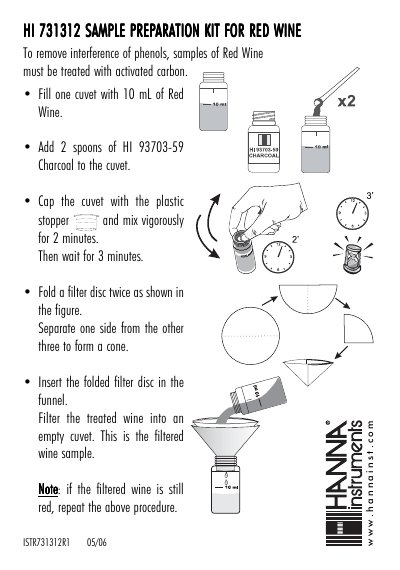 Hanna Instruments HI 731312 Sample Preparation Kit for Red Wine Instructions - cover page
