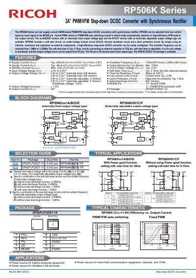 Ricoh RP506K Series Step-down DC/DC Converter Datasheet - cover page