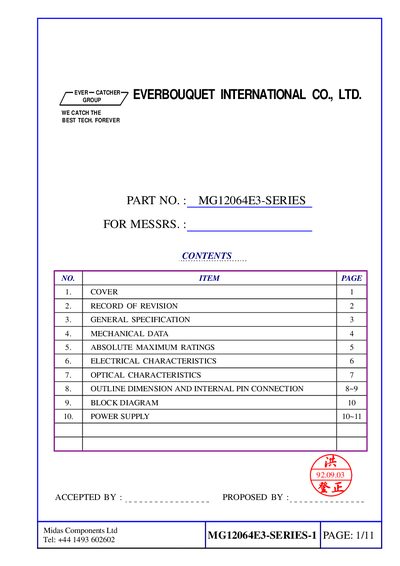 Everbouquet MG12064E3-SERIES Datasheet - cover page