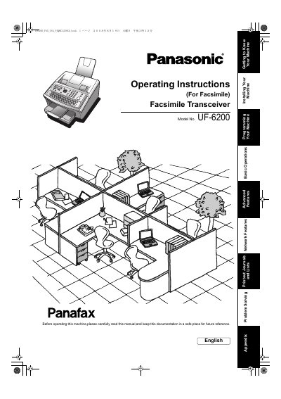 Panasonic UF-6200 Facsimile Transceiver Operating Instructions - cover page