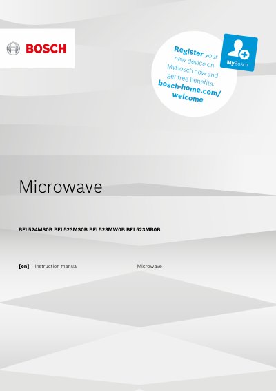 Bosch BFL524MS0B BFL523MS0B BFL523MW0B BFL523MB0B Microwave User Manual - cover page