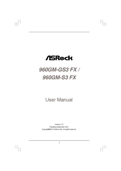 ASRock 960GM-GS3 FX / 960GM-S3 FX User Manual