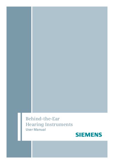 Siemens Behind-the-Ear Hearing Instruments User Manual - cover page