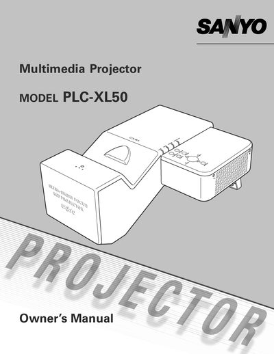 Sanyo PLC-XL50 Projector Owner's Manual - cover page