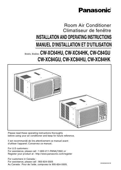 Panasonic : CW-XC64HU CW-XC64HK CW-C84GU CW-XC84GU CW-XC84HU CW-XC84HK installation Manual - cover page