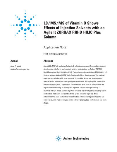 Agilent ZORBAX RRHD HILIC Plus Column Application Note - cover page