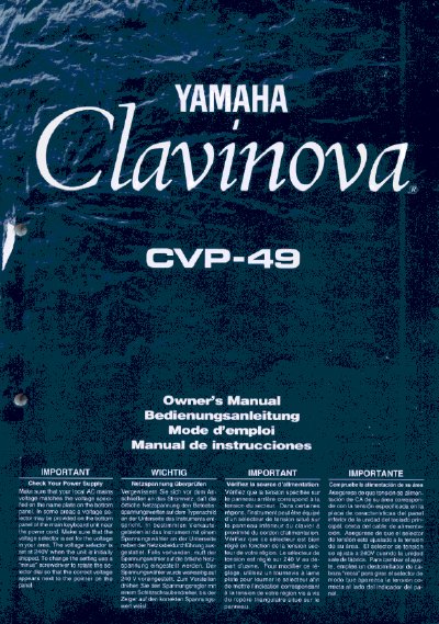 Yamaha CVP-49 Clavinova Owner's Manual - cover page