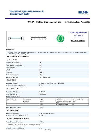 Belden 49950A Molded Cable Assembly Handbook - cover page
