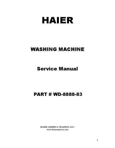 Haier XQJ100-96 Washing Machine Service Manual - cover page