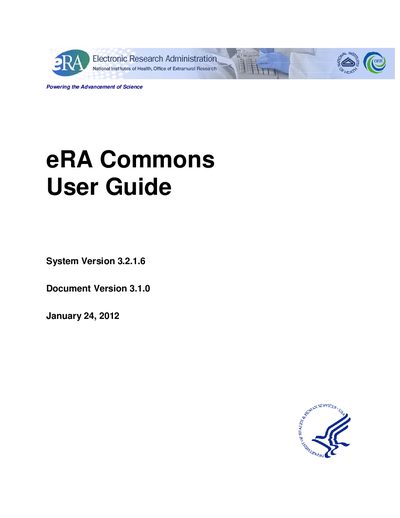 eRA Commons User Guide System Version 3.2.1.6 Document Version 3.1.0