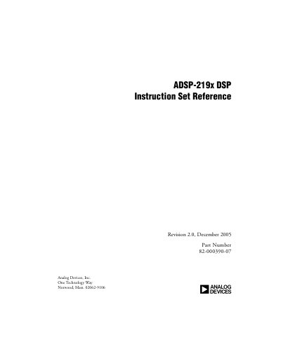 Analog Devices ADSP-219x DSP Instruction Set Reference - cover page