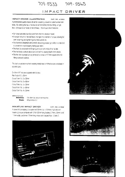Impact Driver Catalog No. 41503 Product Leaflet - cover page