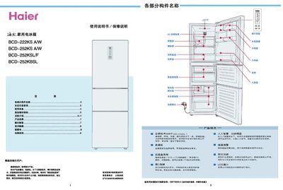 Haier BCD-222KS, BCD-252KS, BCD-252KSL/F, BCD-252KBSL Refrigerator User Manual - cover page