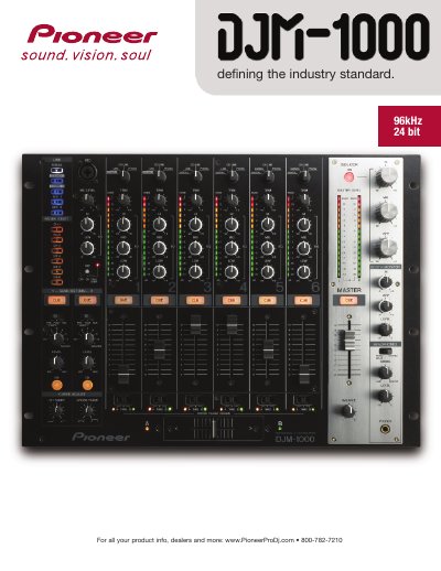 Pioneer DJM-1000 DJ Mixer Product Leaflet - cover page