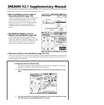 Yamaha DM2000 V2.1 Supplementary Manual - cover page